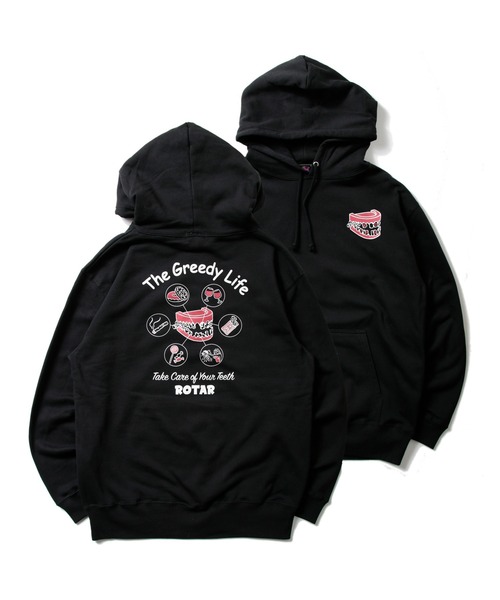 ROTAR(ローター)の「The Greedy Life PO PARKA バックプリント プルオーバー パーカー(パーカー・メンズ・ブラック/オレンジ系その他/ミックスグレー・MEDIUM/LARGE/SMALL/X-LARGE)」の4枚目の写真
