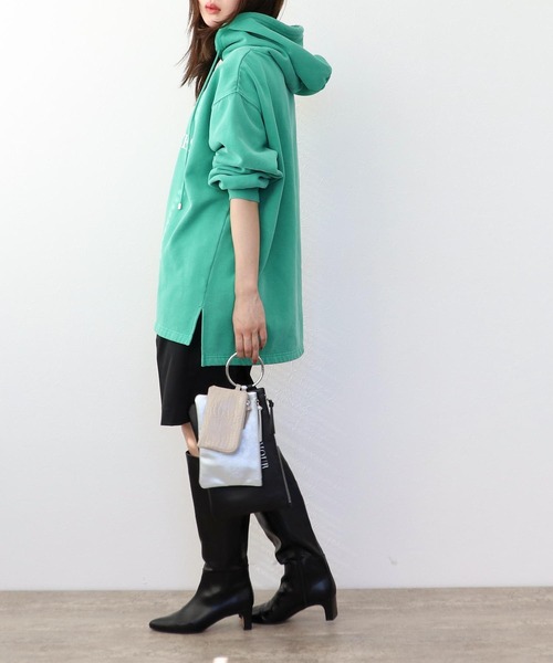 Three Four Time（ｽﾘｰﾌｫｰﾀｲﾑ）の「フロッキープリントフーディープルオーバー（パーカー・レディース・グリーン/ピンク・FREE）」の4枚目の写真