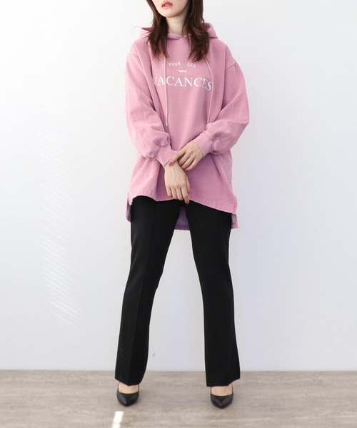 Three Four Time（ｽﾘｰﾌｫｰﾀｲﾑ）の「フロッキープリントフーディープルオーバー（パーカー・レディース・グリーン/ピンク・FREE）」の5枚目の写真