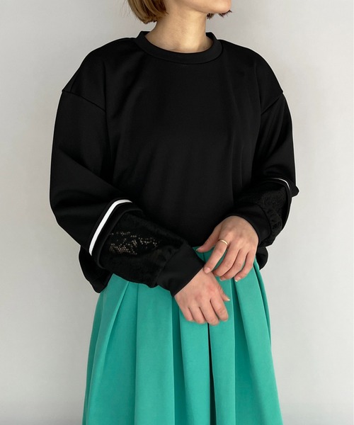 BE NEAT（ビーニート）の「袖口レース切替ラインテープ付きプルオーバー（Tシャツ/カットソー・レディース・ホワイト/ブラック・M）」の17枚目の写真