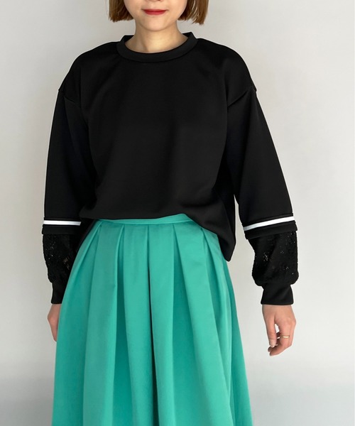 BE NEAT（ビーニート）の「袖口レース切替ラインテープ付きプルオーバー（Tシャツ/カットソー・レディース・ホワイト/ブラック・M）」の21枚目の写真