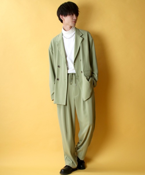 SITRY（シトリー）の「ナチュラルストレッチ ダブルテーラードジャケット＆タック バルーンパンツ セットアップ（セットアップ・メンズ・ベージュ/ライトグリーン/ラベンダー/サーモンピンク・M/L）」の18枚目の写真