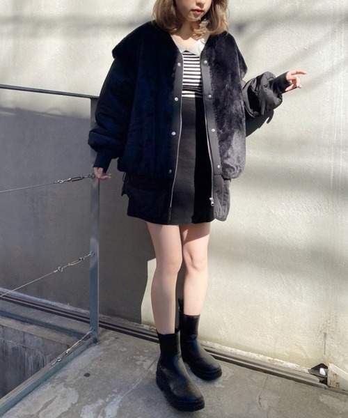 one after another NICE CLAUP(ワンアフターアナザーナイスクラップ)の「バイカラー襟付きリブニットトップス(ニット/セーター・レディース・ブラック/モカ/ホワイト系その他/ブラウン系その他・FREE)」の17枚目の写真