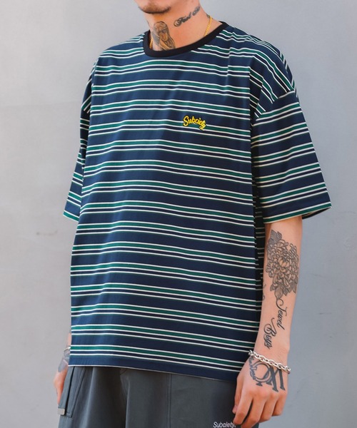 Subciety(サブサエティ)の「BORDER TEE(Tシャツ/カットソー・メンズ・グレー/ホワイト/ネイビー・MEDIUM/LARGE/X-LARGE)」の1枚目の写真