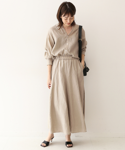 SLOBE IENA（スローブイエナ）の「European Flax ロングスカート◆（スカート・レディース・ベージュ/ネイビー/イエロー・38/36）」の6枚目の写真