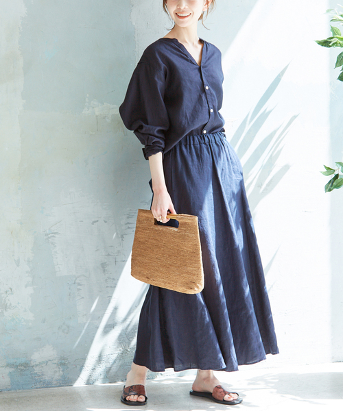 SLOBE IENA（スローブイエナ）の「European Flax ロングスカート◆（スカート・レディース・ベージュ/ネイビー/イエロー・38/36）」の18枚目の写真