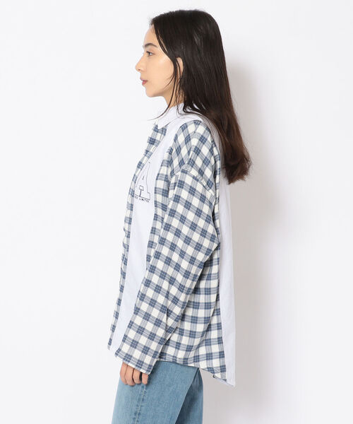 AVIREX（アヴィレックス）の「DOUBLE GAUZE RUGBY SHIRT/ ダブルガーゼ ラグビーシャツ（シャツ/ブラウス・レディース・グリーン/ネイビー・FREE）」の4枚目の写真