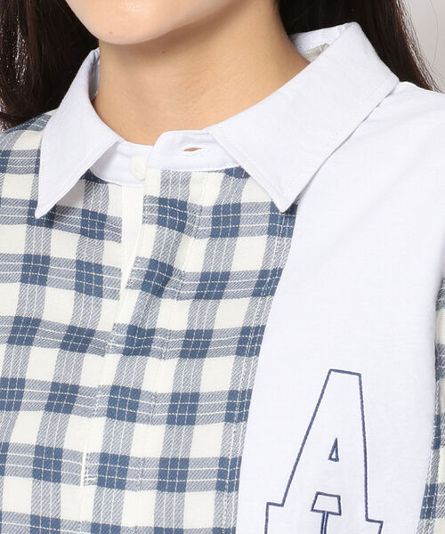 AVIREX（アヴィレックス）の「DOUBLE GAUZE RUGBY SHIRT/ ダブルガーゼ ラグビーシャツ（シャツ/ブラウス・レディース・グリーン/ネイビー・FREE）」の7枚目の写真