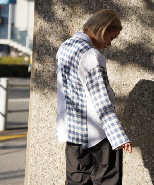 AVIREX（アヴィレックス）の「DOUBLE GAUZE RUGBY SHIRT/ ダブルガーゼ ラグビーシャツ（シャツ/ブラウス・レディース・グリーン/ネイビー・FREE）」の11枚目の写真