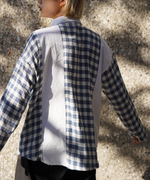 AVIREX（アヴィレックス）の「DOUBLE GAUZE RUGBY SHIRT/ ダブルガーゼ ラグビーシャツ（シャツ/ブラウス・レディース・グリーン/ネイビー・FREE）」の12枚目の写真