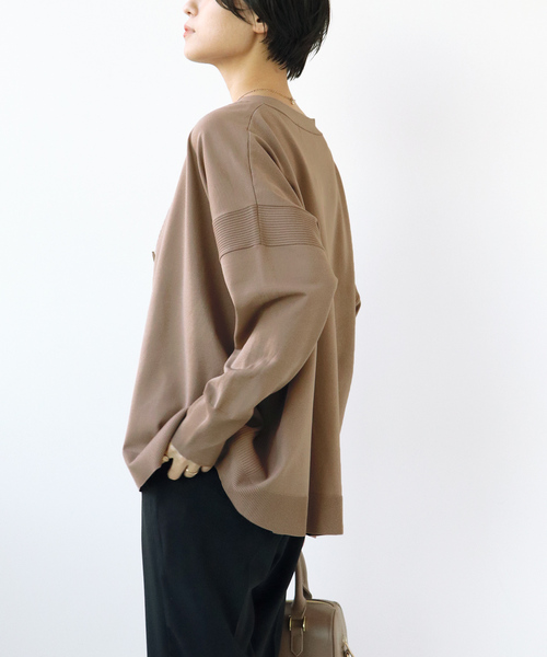 Simplicite（サンプリシテ）の「ソフトポリニットVカーディガン（カーディガン/ボレロ・レディース・オレンジ/ブラウン/ホワイト・FREE）」の10枚目の写真