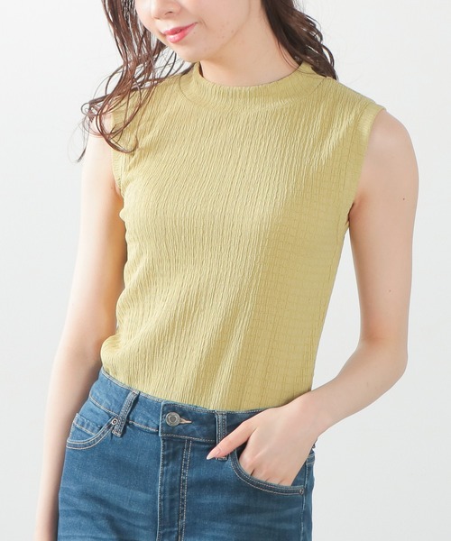 Honeys（ハニーズ）の「ハイネックタンクトップ（タンクトップ・レディース・イエロー/ブラック/アイボリー/ベージュ/ピンク系その他/グリーン/ネイビー/オフホワイト・L/M/S）」の8枚目の写真