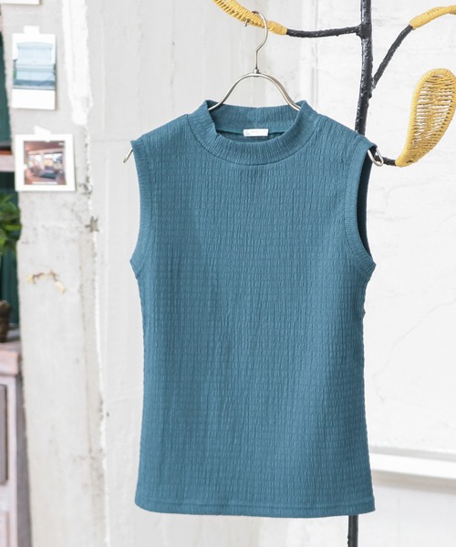 Honeys（ハニーズ）の「ハイネックタンクトップ（タンクトップ・レディース・イエロー/ブラック/アイボリー/ベージュ/ピンク系その他/グリーン/ネイビー/オフホワイト・L/M/S）」の6枚目の写真