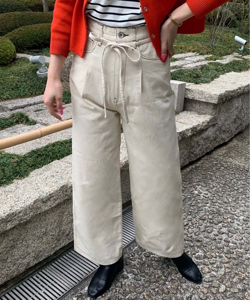セール】タックワイドキナリデニムパンツ（デニムパンツ）｜FREE