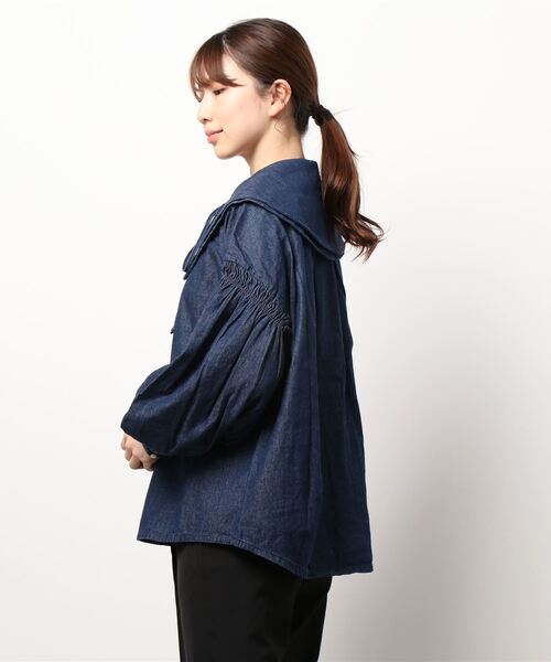 DONOBAN（ドノバン）の「ダブルビッグカラーブラウス（Tシャツ/カットソー・レディース・ブラック/ベージュ/ブルー系その他・FREE）」の13枚目の写真