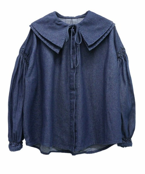 DONOBAN（ドノバン）の「ダブルビッグカラーブラウス（Tシャツ/カットソー・レディース・ブラック/ベージュ/ブルー系その他・FREE）」の15枚目の写真