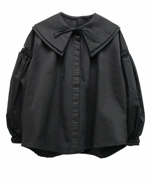 DONOBAN（ドノバン）の「ダブルビッグカラーブラウス（Tシャツ/カットソー・レディース・ブラック/ベージュ/ブルー系その他・FREE）」の9枚目の写真
