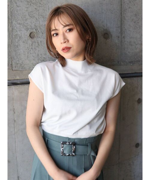 MURUA（ムルーア）の「フレンチスリーブスタンドネックニット（ニット/セーター・レディース・ホワイト/ブラック/イエロー/モカ・FREE）」の11枚目の写真