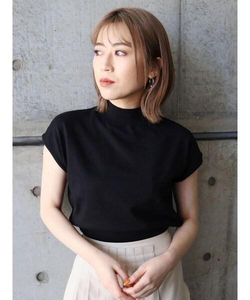 MURUA（ムルーア）の「フレンチスリーブスタンドネックニット（ニット/セーター・レディース・ホワイト/ブラック/イエロー/モカ・FREE）」の7枚目の写真