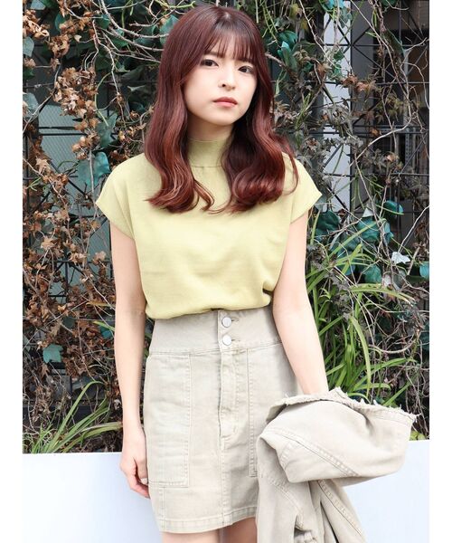 MURUA（ムルーア）の「フレンチスリーブスタンドネックニット（ニット/セーター・レディース・ホワイト/ブラック/イエロー/モカ・FREE）」の15枚目の写真