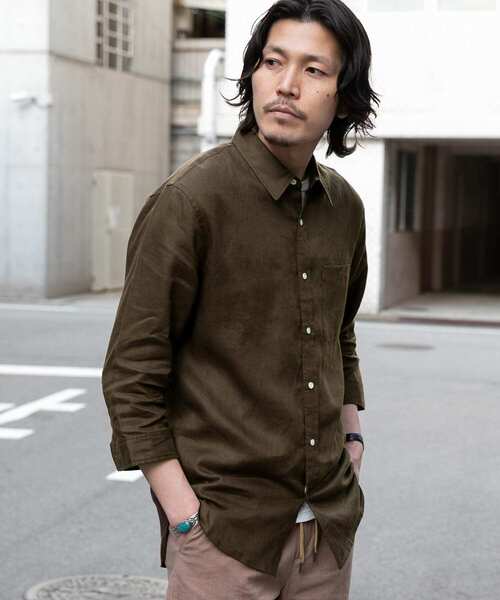 URBAN RESEARCH ROSSO MEN(アーバンリサーチロッソメン)の「『XLサイズあり』リネン七分袖シャツ(シャツ/ブラウス・メンズ・ホワイト/ネイビー/グレー/カーキ・SMALL/MEDIUM/LARGE/X-LARGE)」の4枚目の写真