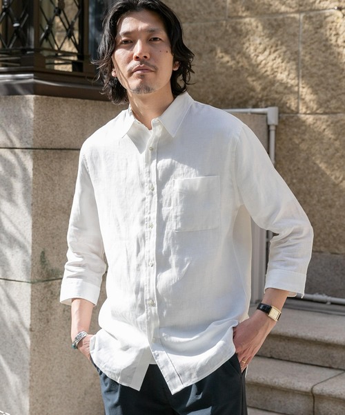 URBAN RESEARCH ROSSO MEN(アーバンリサーチロッソメン)の「『XLサイズあり』リネン七分袖シャツ(シャツ/ブラウス・メンズ・ホワイト/ネイビー/グレー/カーキ・SMALL/MEDIUM/LARGE/X-LARGE)」の5枚目の写真