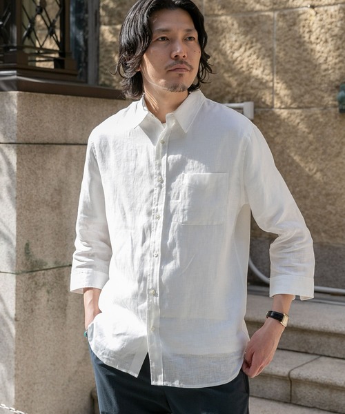 URBAN RESEARCH ROSSO MEN(アーバンリサーチロッソメン)の「『XLサイズあり』リネン七分袖シャツ(シャツ/ブラウス・メンズ・ホワイト/ネイビー/グレー/カーキ・SMALL/MEDIUM/LARGE/X-LARGE)」の6枚目の写真