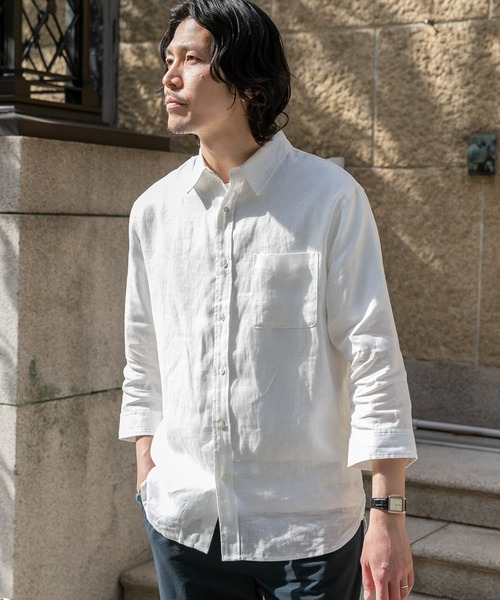 URBAN RESEARCH ROSSO MEN(アーバンリサーチロッソメン)の「『XLサイズあり』リネン七分袖シャツ(シャツ/ブラウス・メンズ・ホワイト/ネイビー/グレー/カーキ・SMALL/MEDIUM/LARGE/X-LARGE)」の7枚目の写真