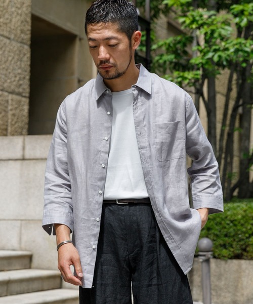 URBAN RESEARCH ROSSO MEN(アーバンリサーチロッソメン)の「『XLサイズあり』リネン七分袖シャツ(シャツ/ブラウス・メンズ・ホワイト/ネイビー/グレー/カーキ・SMALL/MEDIUM/LARGE/X-LARGE)」の22枚目の写真