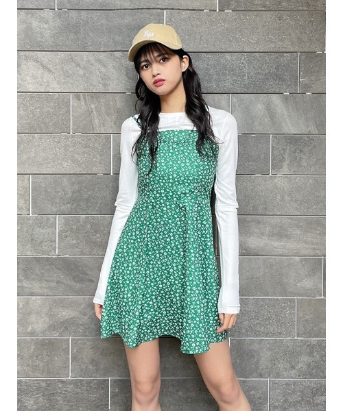 ENVYM(アンビー)の「フラワーパターンキャミOP(ワンピース・レディース・ブラック/レッド/グリーン・FREE)」の7枚目の写真