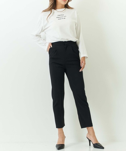 ANAP(アナップ)の「テーパードパンツ×ロングTシャツ セット(Tシャツ/カットソー・レディース・ベージュ/グリーン/ブラック・FREE)」の2枚目の写真