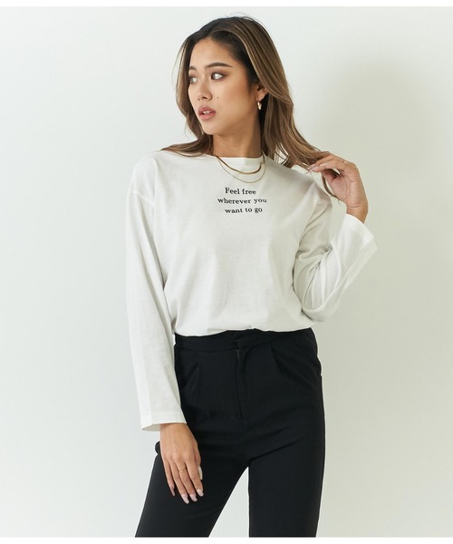 ANAP(アナップ)の「テーパードパンツ×ロングTシャツ セット(Tシャツ/カットソー・レディース・ベージュ/グリーン/ブラック・FREE)」の4枚目の写真