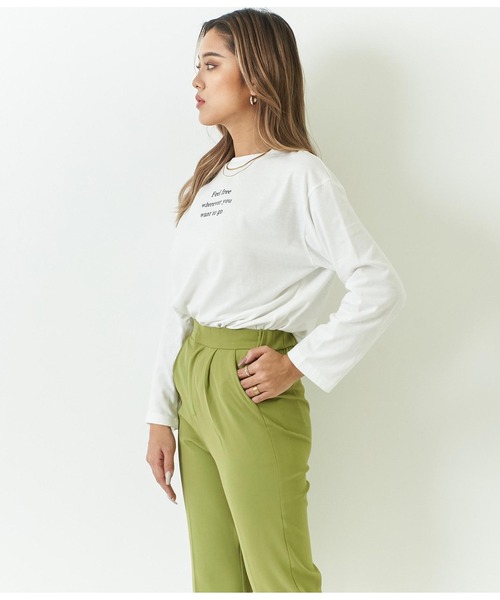 ANAP(アナップ)の「テーパードパンツ×ロングTシャツ セット(Tシャツ/カットソー・レディース・ベージュ/グリーン/ブラック・FREE)」の9枚目の写真