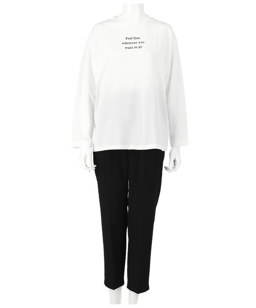 ANAP(アナップ)の「テーパードパンツ×ロングTシャツ セット(Tシャツ/カットソー・レディース・ベージュ/グリーン/ブラック・FREE)」の13枚目の写真