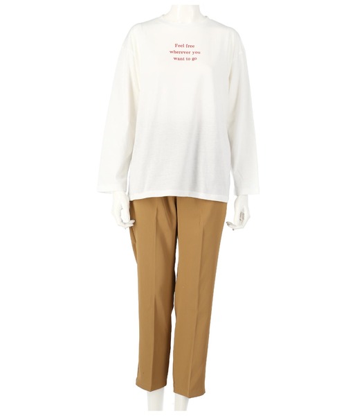 ANAP(アナップ)の「テーパードパンツ×ロングTシャツ セット(Tシャツ/カットソー・レディース・ベージュ/グリーン/ブラック・FREE)」の14枚目の写真