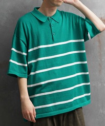 パネルボーダー ルーズシルエット ビッグ 春服 ポロシャツ メンズ