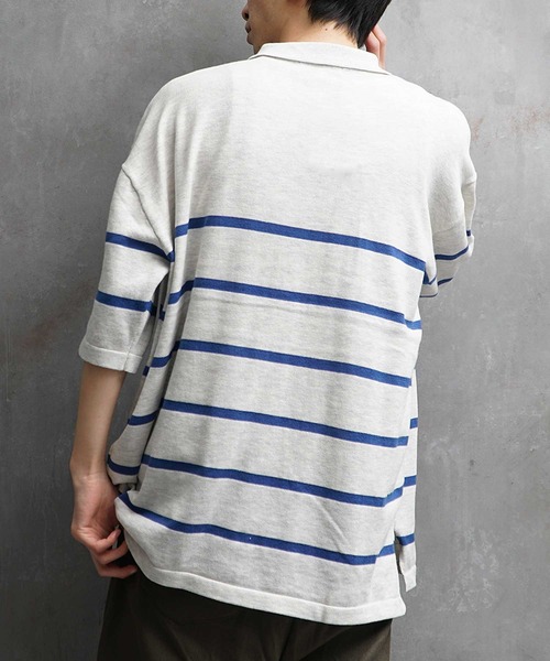 JOKER（ジョーカー）の「パネルボーダー ルーズシルエット ビッグ 春服 ポロシャツ メンズ（ポロシャツ・メンズ・ホワイト/ブラック/グリーン・M/L）」の5枚目の写真