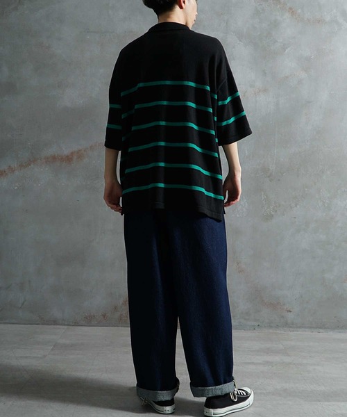 JOKER（ジョーカー）の「パネルボーダー ルーズシルエット ビッグ 春服 ポロシャツ メンズ（ポロシャツ・メンズ・ホワイト/ブラック/グリーン・M/L）」の11枚目の写真