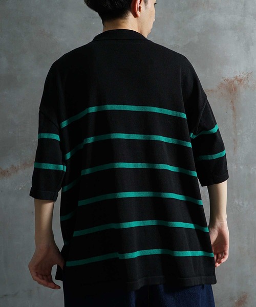 JOKER（ジョーカー）の「パネルボーダー ルーズシルエット ビッグ 春服 ポロシャツ メンズ（ポロシャツ・メンズ・ホワイト/ブラック/グリーン・M/L）」の9枚目の写真