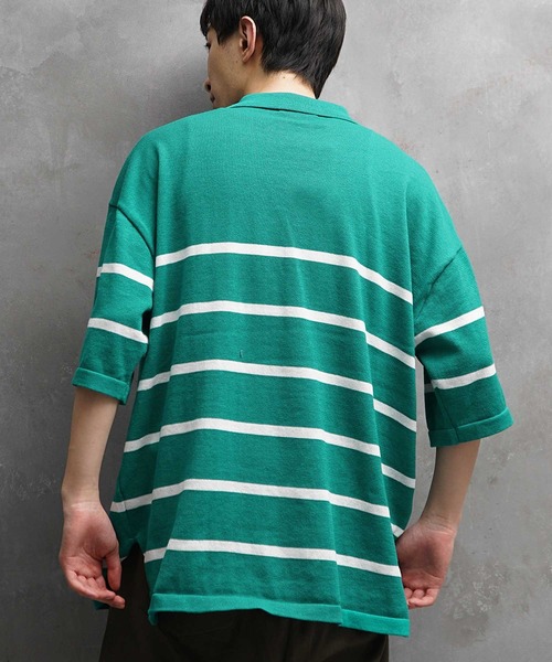 JOKER（ジョーカー）の「パネルボーダー ルーズシルエット ビッグ 春服 ポロシャツ メンズ（ポロシャツ・メンズ・ホワイト/ブラック/グリーン・M/L）」の13枚目の写真