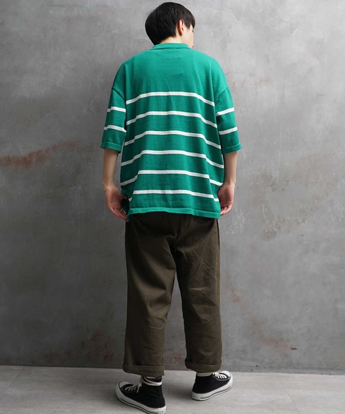 JOKER（ジョーカー）の「パネルボーダー ルーズシルエット ビッグ 春服 ポロシャツ メンズ（ポロシャツ・メンズ・ホワイト/ブラック/グリーン・M/L）」の15枚目の写真