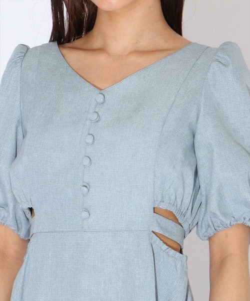 REDYAZEL（レディアゼル）の「カットアウトバックリボンワンピース（ワンピース・レディース・ベージュ/サックスブルー/オレンジ・SMALL/MEDIUM）」の14枚目の写真