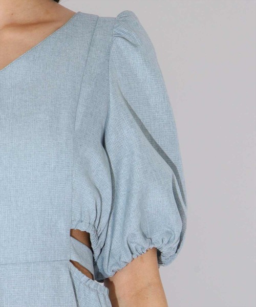 REDYAZEL（レディアゼル）の「カットアウトバックリボンワンピース（ワンピース・レディース・ベージュ/サックスブルー/オレンジ・SMALL/MEDIUM）」の13枚目の写真