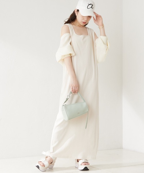 Chico（チコ）の「カットタンクワンピース+ シアーボレロSET（ワンピース・レディース・アイボリー/ブラック/ピンク・FREE）」の2枚目の写真