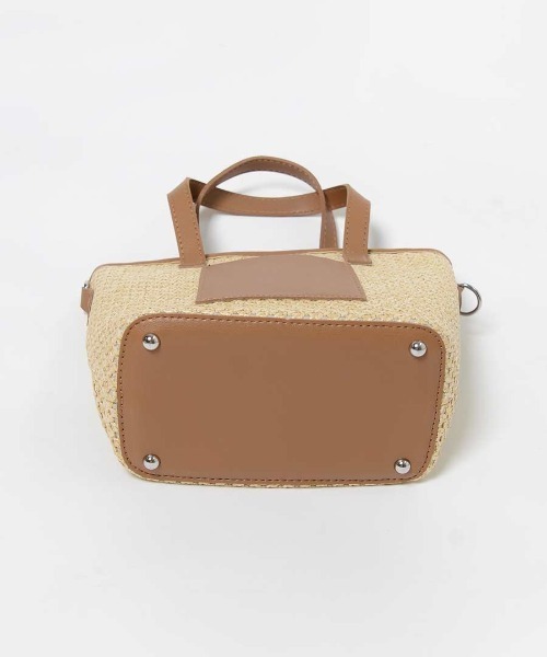 shopnikoniko（ショップニコニコ）の「パイピング かごバッグ ショルダーバッグ ミニ（かごバッグ・レディース・ホワイト/ブラック/ブラウン・フリー）」の21枚目の写真