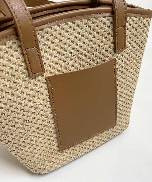 shopnikoniko（ショップニコニコ）の「パイピング かごバッグ ショルダーバッグ ミニ（かごバッグ・レディース・ホワイト/ブラック/ブラウン・フリー）」の8枚目の写真