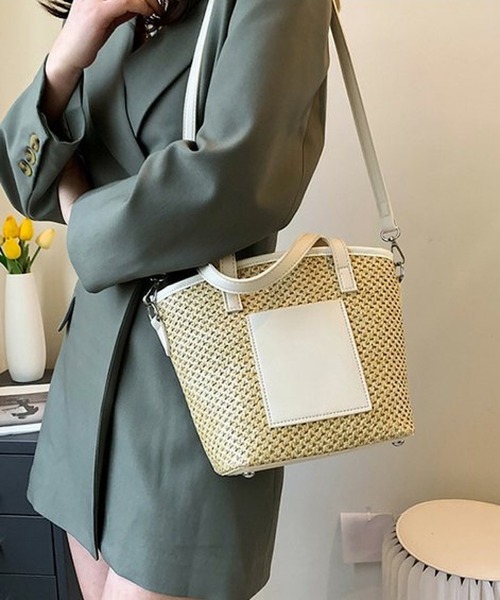 セール】パイピング かごバッグ ショルダーバッグ ミニ（かごバッグ