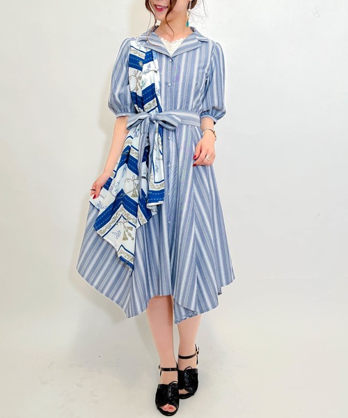 axes femme（アクシーズファム）の「スカーフ切替シャツ