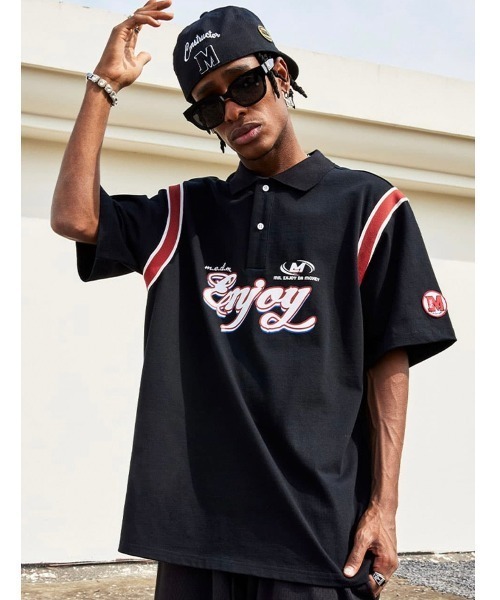 MR.ENJOY DA MONEY（ミスターエンジョイダマネー）の「【MR. ENJOY DA MONEY/ミスターエンジョイダマニー】ENJOY POLO SHIRT/ポロシャツ 半袖ポロシャツ（ポロシャツ・メンズ・ホワイト/ブラック/グリーン・M/XL/L）」の3枚目の写真