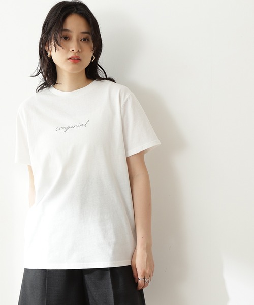 N.（N. Natural Beauty Basic）（エヌエヌナチュラルビューティーベーシック）の「◆手書きロゴＴシャツ（Tシャツ/カットソー・レディース・オフホワイト/ホワイト系その他/スミクロ・MEDIUM）」の4枚目の写真